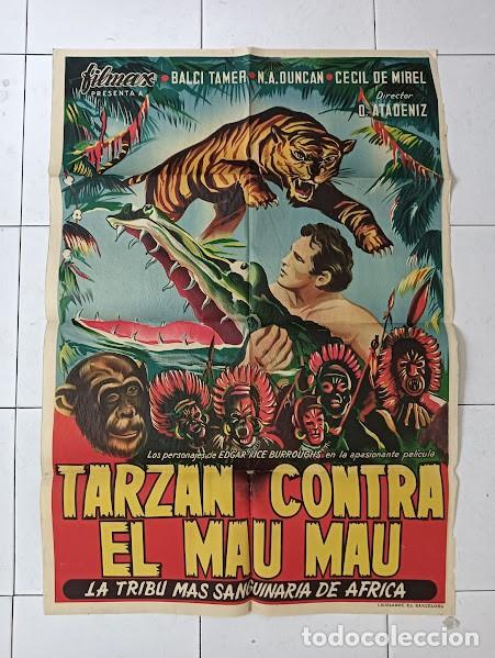 Cinema: SMP 2594 TARZAN CONTRA EL MAU MAU TAMER BALCI TARZAN TURCO POSTER ORIGINAL ESTRENO 70X100 LITOGRAFIA
