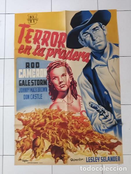 Cinema: SMP 2597 TERROR EN LA PRADERA ROD CAMERON GALE STORM RAGA POSTER ORIGINAL ESTRENO 70X100 LITOGRAFIA