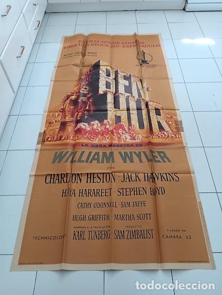 Cinema: SMP B031 BEN HUR CHARLTON HESTON POSTER ORIGINAL 3 hojas 100X205 ESTRENO