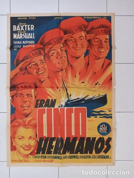 Cin&eacute;ma: SMP 2618 ERAN CINCO HERMANOS ANNE BAXTER SOLIGO POSTER ORIGINAL 70X100 ESTRENO LITOGRAFIA
