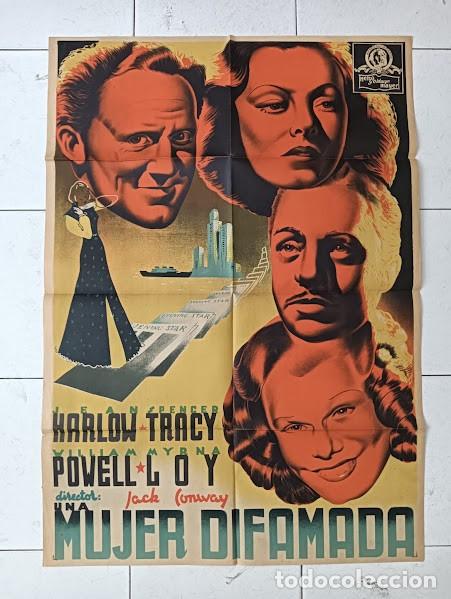 Cin&eacute;ma: SMP 2621 UNA MUJER DIFAMADA JEAN HARLOW MYRNA LOY WILLIAM POWELL POSTER ORIGINAL 70X100 ESTRENO LITO