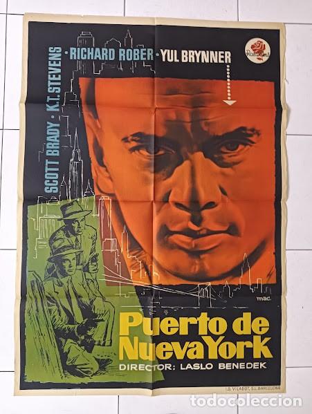 Cine: SMP 2623 PUERTO DE NUEVA YORK YUL BRYNNER MAC POSTER ORIGINAL 70X100 ESTRENO LITOGRAFIA