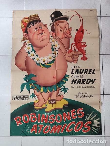 Cine: SMP 2635 ROBINSONES ATOMICOS STAN LAUREL OLIVER HARDY JANO POSTER ORIGINAL ESTRENO 70X100 LITOGRAFIA