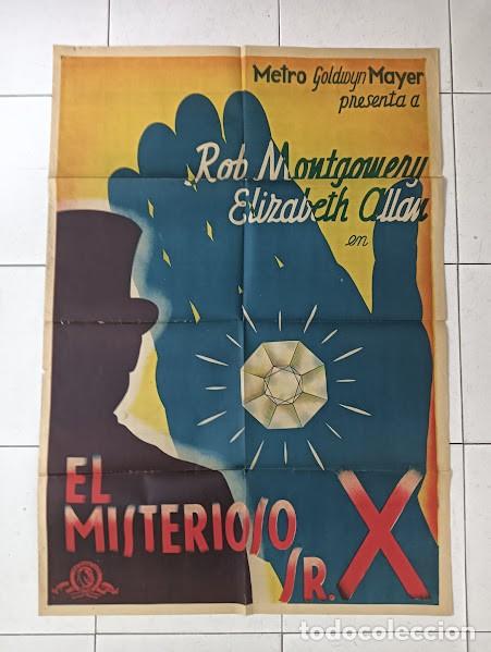 Cine: SMP 2636 EL MISTERIOSO SE&Ntilde;OR X ROBERT MONTGOMERY POSTER ORIGINAL ESTRENO 70X100 LITOGRAFIA