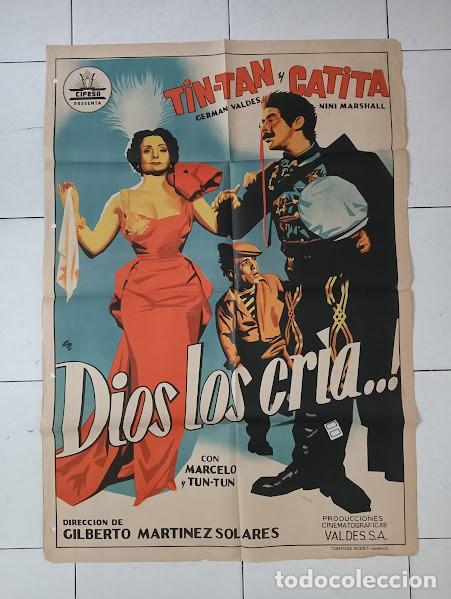 Cine: SMP 2641 DIOS LOS CRIA TIN TAN NINI MARSHALL RENAU ? CIFESA POSTER ORIG ESTRENO 70X100 LITOGRAFIA