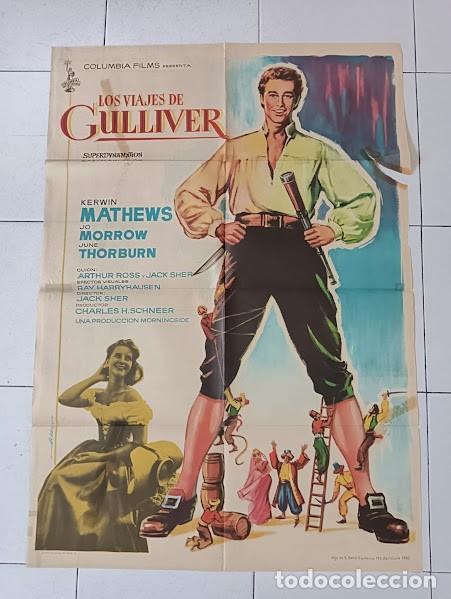 Cine: SMP 2664 LOS VIAJES DE GULLIVER RAY HARRYHAUSEN KERWIN MATHEWS POSTER ORIGINAL 70X100 ESTRENO