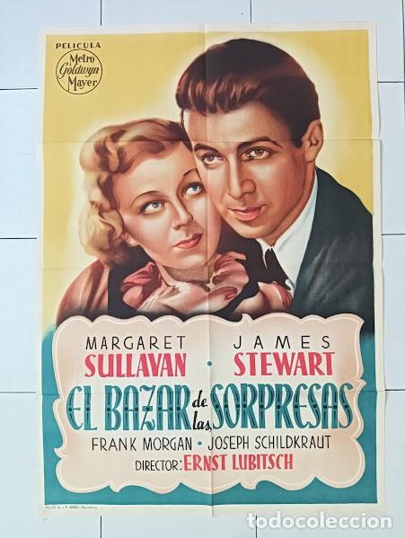 Cine: SMP 2668 EL BAZAR DE LAS SORPRESAS ERNST LUBITSCH JAMES STEWART POSTER ORIGINAL ESTRENO 70X100 LITO