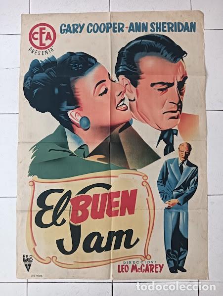Cine: SMP 2673 EL BUEN SAM GARY COOPER ANN SHERIDAN POSTER ORIGINAL 70x100 ESTRENO LITOGRAFIA