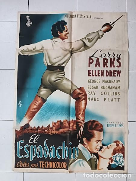 Cine: SMP 2677 EL ESPADACHIN LARRY PARKS ELLEN DREW POSTER ORIGINAL 70X100 ESTRENO LITOGRAFIA