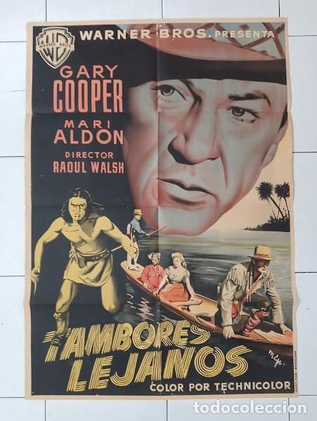 Cinema: SMP 2679 TAMBORES LEJANOS GARY COOPER RAOUL WALSH POSTER ORIGINAL ESTRENO 70X100 LITOGRAFIA