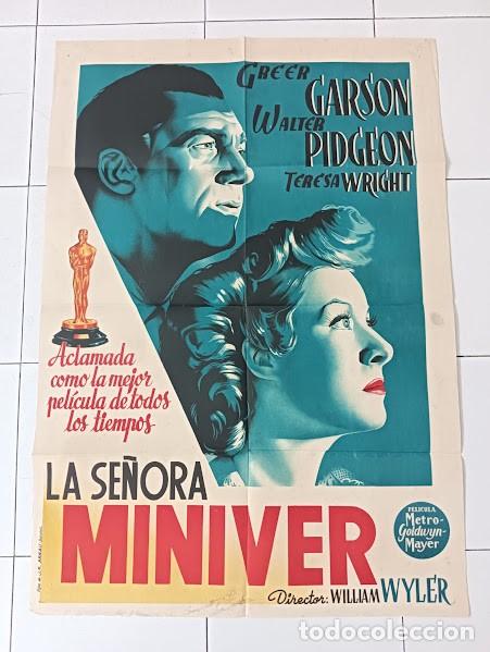 Kino: SMP 2680 LA SE&Ntilde;ORA MINIVER GREER GARSON WALTER PIDGEON POSTER ORIGINAL ESTRENO 70X100 LITOGRAFIA
