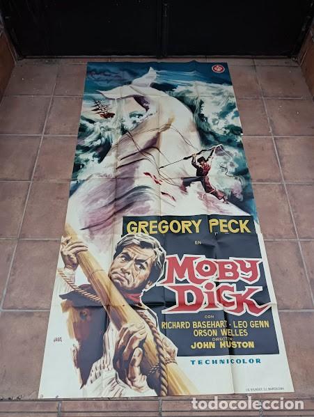 Cine: SMP 2683 MOBY DICK GREGORY PECK JANO POSTER ORIGINAL 3 hojas 100X205 ESTRENO