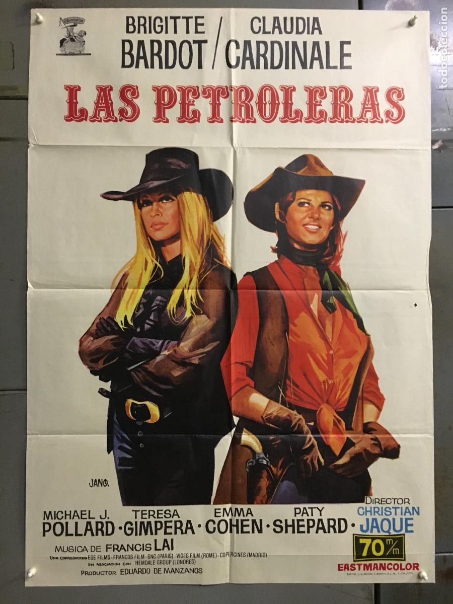 Cine: ODC C636 LAS PETROLERAS BRIGITTE BARDOT CLAUDIA CARDINALE SPAGHETTI POSTER ORIGINAL 70X100 ESTRENO