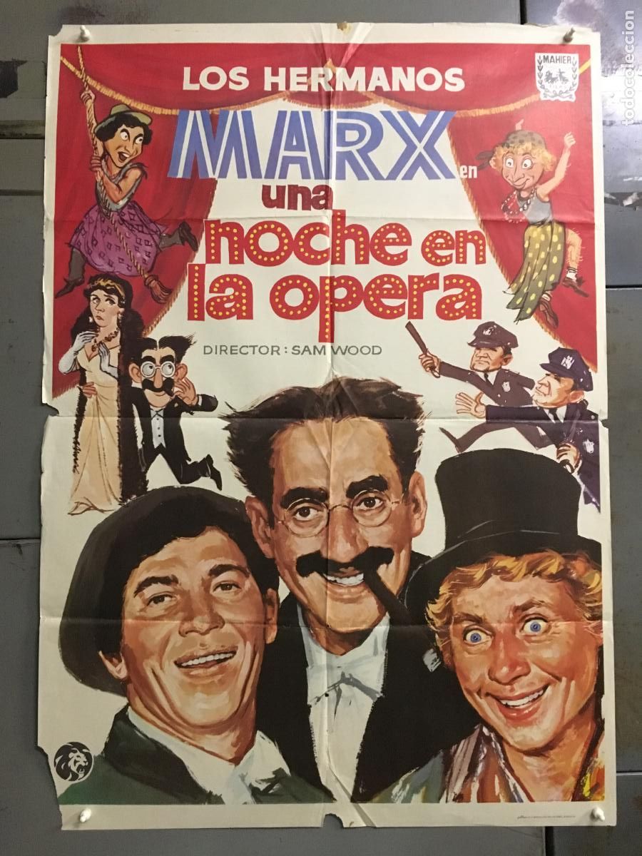 Cine: ODC C639 UNA NOCHE EN LA OPERA HERMANOS MARX POSTER ORIGINAL 70X100 ESPA&Ntilde;OL R-73