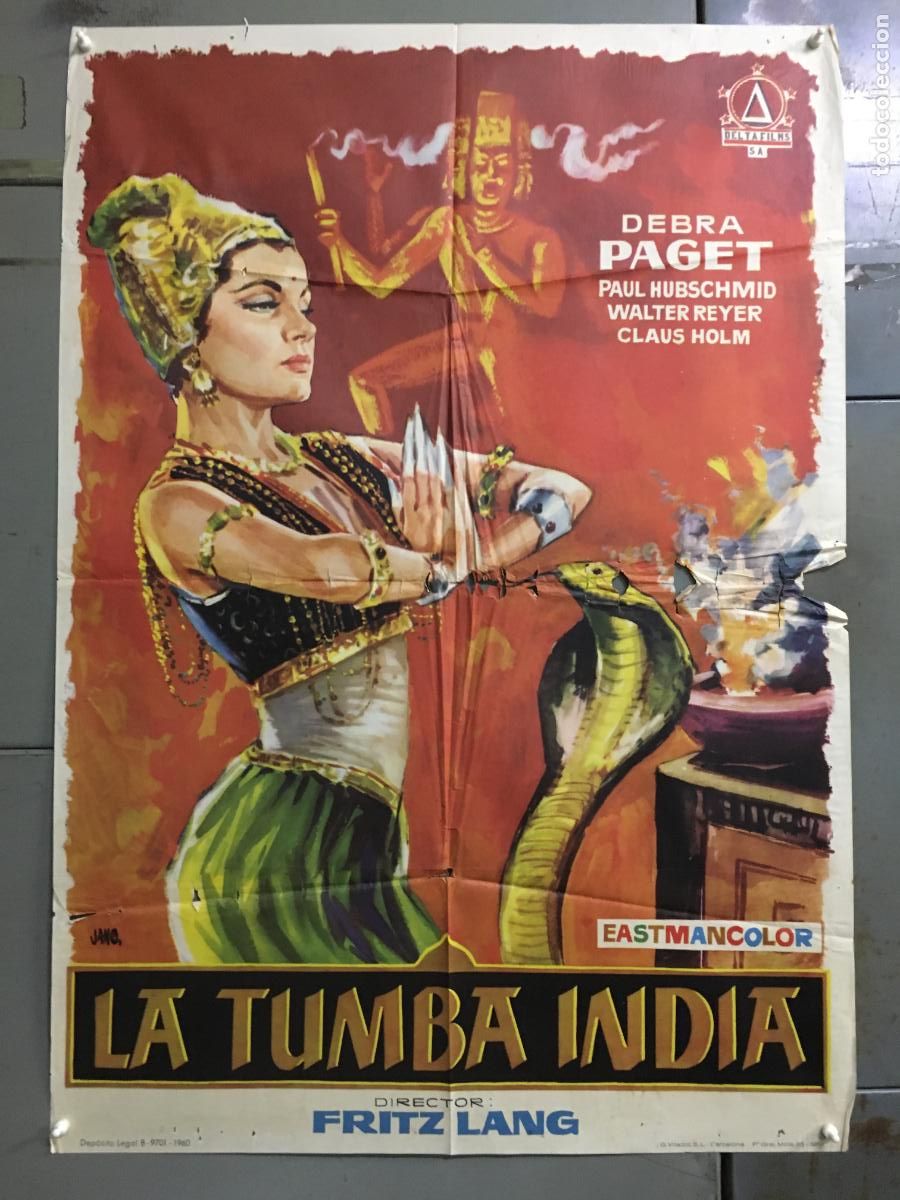Cine: ODC C646 LA TUMBA INDIA DEBRA PAGET FRITZ LANG JANO POSTER ORIGINAL 70X100 ESTRENO