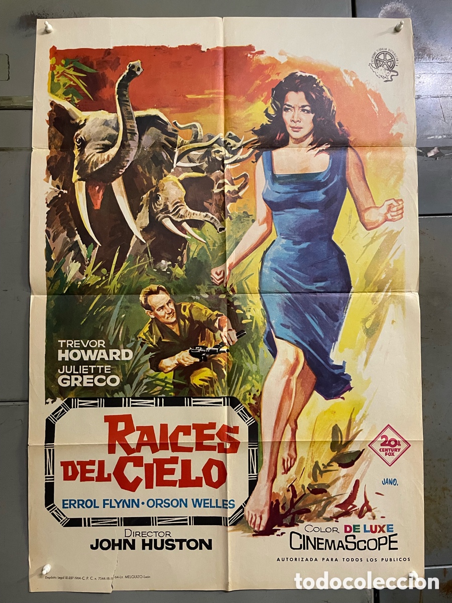 Cine: ODC C630 LAS RAICES DEL CIELO ERROL FLYNN JULIETTE GRECO JANO POSTER ORIGINAL 70X100 ESTRENO