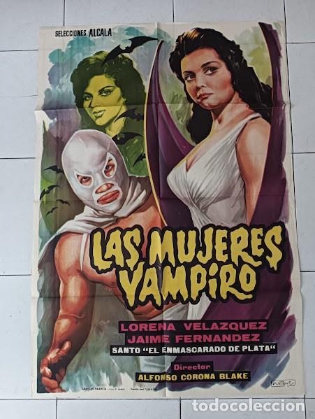 Cinema: SMP 2688 LAS MUJERES VAMPIRO SANTO EL ENMASCARADO DE PLATA POSTER ORIGINAL 70X100 ESTRENO