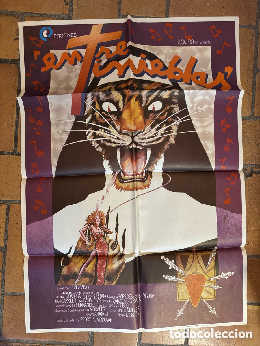 Cinema: Cartel p&oacute;ster de cine: &uml; Entre tinieblas&uml; Pedro Almod&oacute;var 1983, original