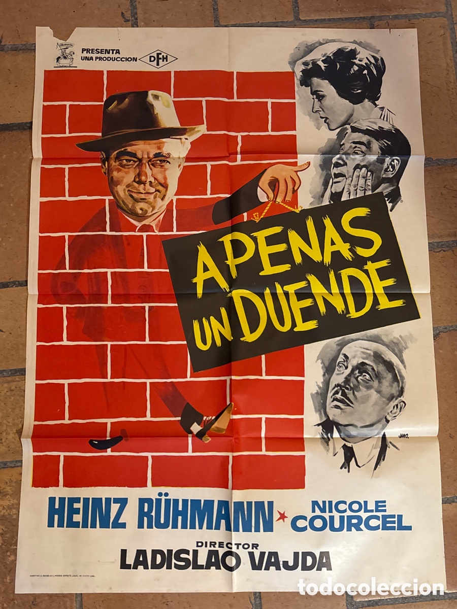 Cin&eacute;ma: Cartel p&oacute;ster de cine &ldquo; Apenas un duende&rdquo; , 1961 de Ladislao Vajda. Pintado por Jano