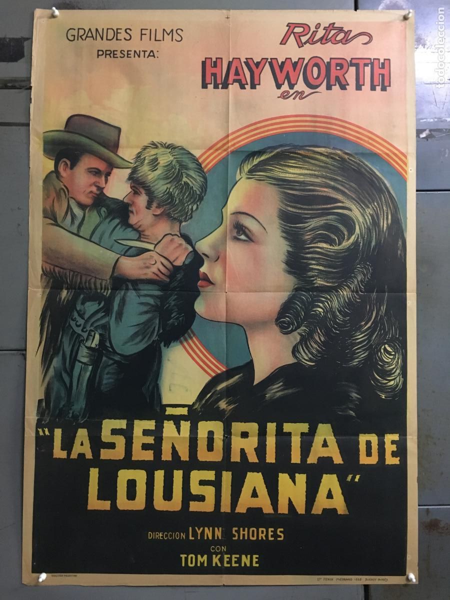 Cin&eacute;ma: AFO87 REBELLION se&ntilde;orita de Louisiana RITA HAYWORTH POSTER ORIGINAL ARGENTINO 75X110 LITOGRAFIA