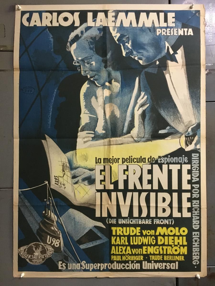 Cine: AFO88 EL FRENTE INVISIBLE TRUDE VON MOLO POSTER ORIGINAL ESTRENO 70X100 1933 LITOGRAFIA
