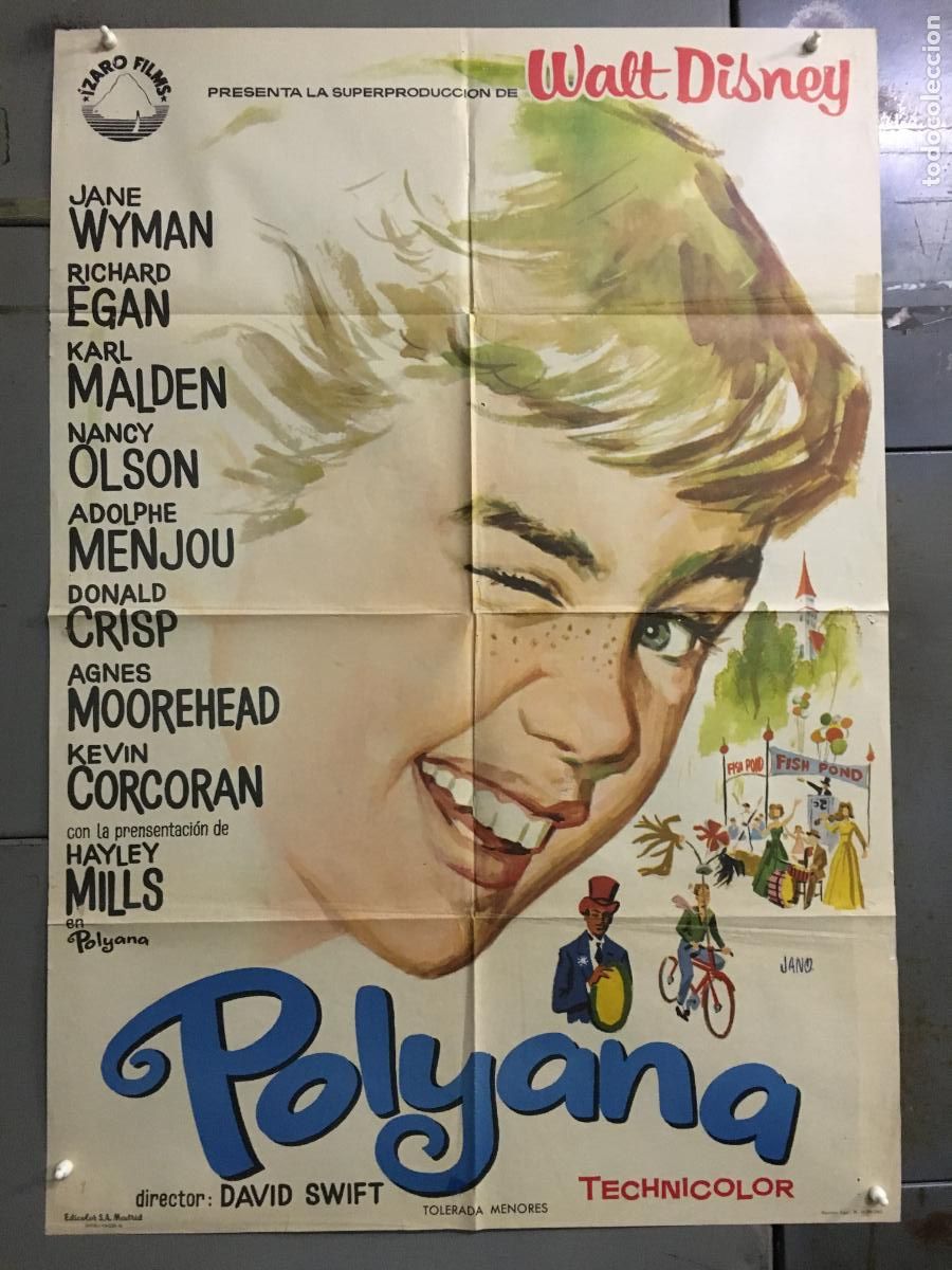 Cine: AFO89 POLYANA HAYLEY MILLS JANE WYMAN WALT DISNEY POSTER ORIGINAL 70X100 ESTRENO