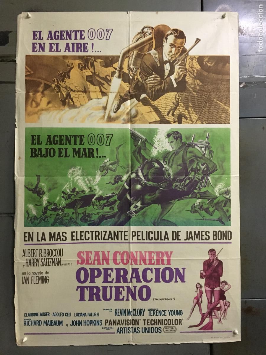 Kino: AFO90 OPERACION TRUENO JAMES BOND 007 SEAN CONNERY POSTER ORIGINAL ARGENTINO 75X110 LITOGRAFIA