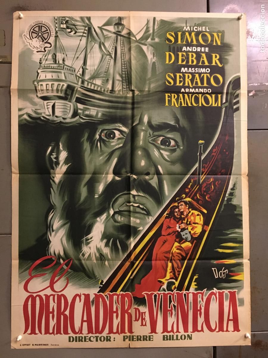 Cine: AFO94 EL MERCADER DE VENECIA MICHEL SIMON SHAKESPEARE POSTER ORIGINAL ESTRENO 70X100 LITOGRAFIA
