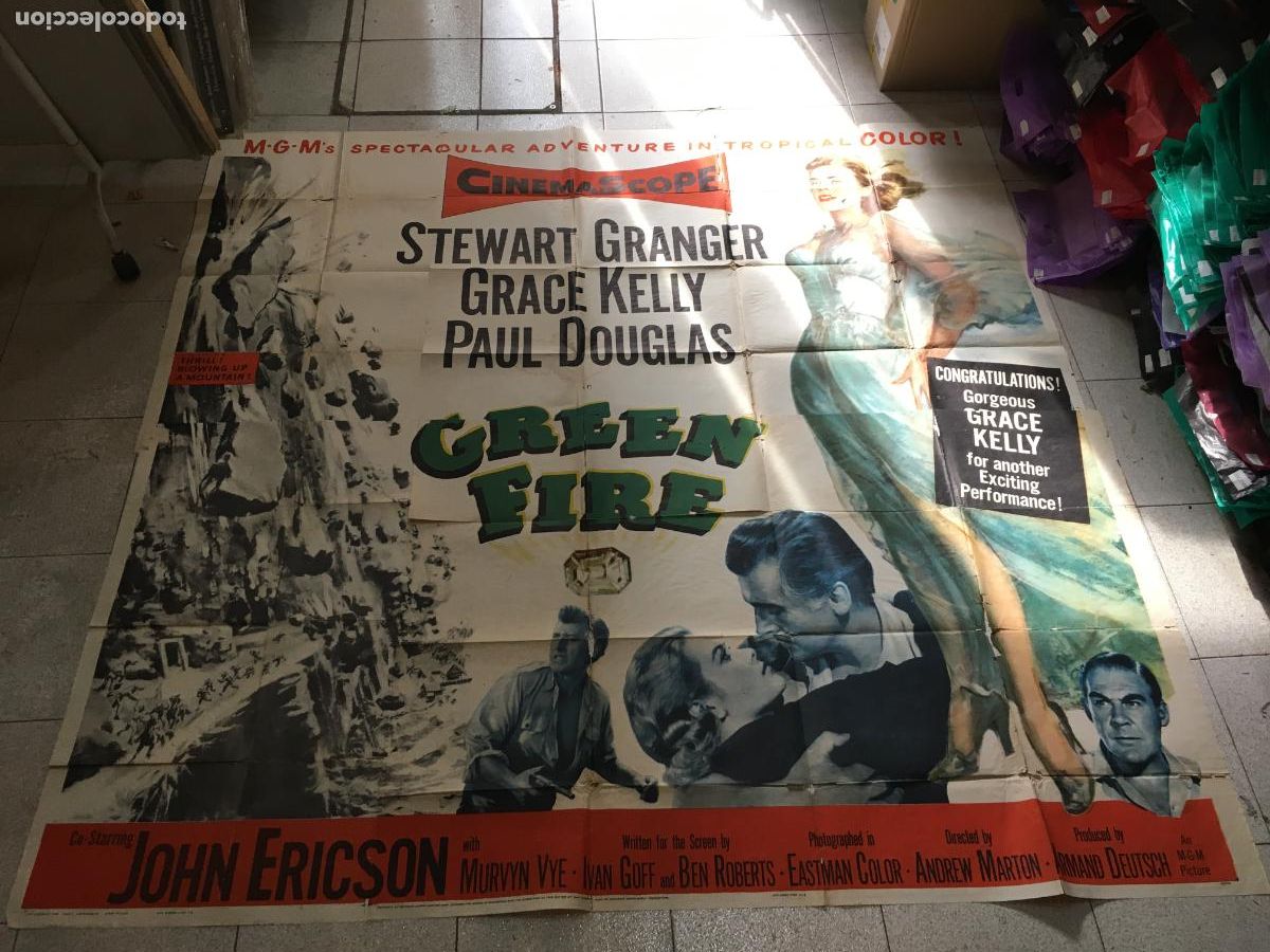 Cine: AFO96 FUEGO VERDE GRACE KELLY STEWART GRANGER POSTER ORIGINAL 6 hojas USA 210X210