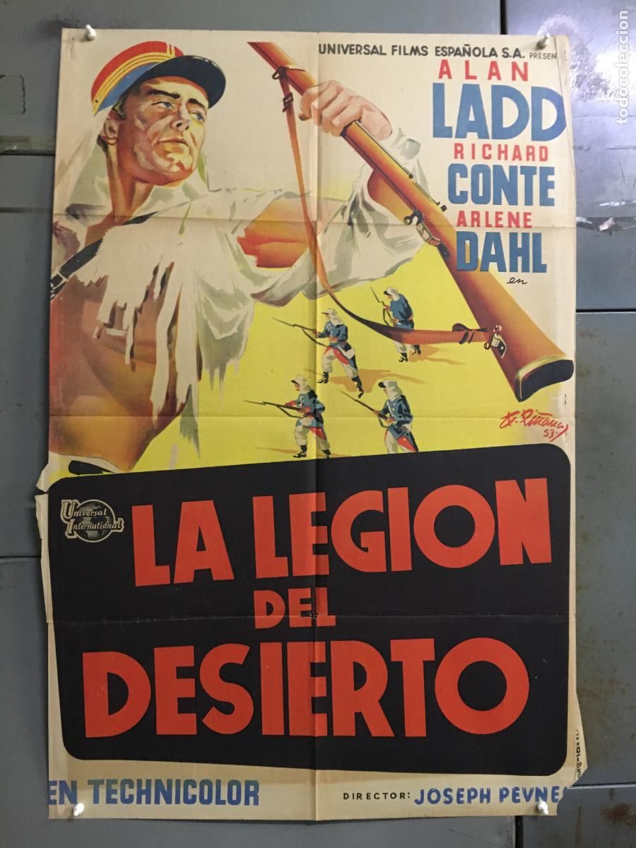 Cine: AFO99 LA LEGION DEL DESIERTO ALAN LADD ARLENE DAHL PI&Ntilde;ANA POSTER ORIGINAL 70X100 ESTRENO LITOGRAFIA