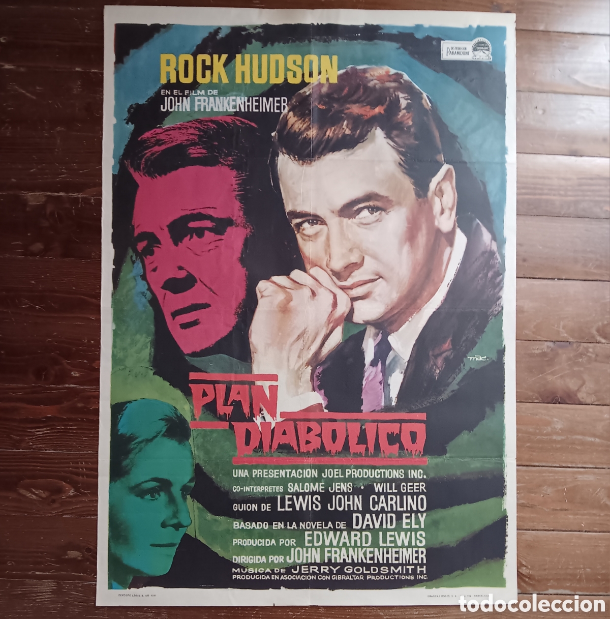 Cine: PLAN DIAB&Oacute;LICO (SECONDS) CARTEL ORIGINAL ESTRENO 1967 JOHN FRANKENHEIMER, ROCK HUDSON