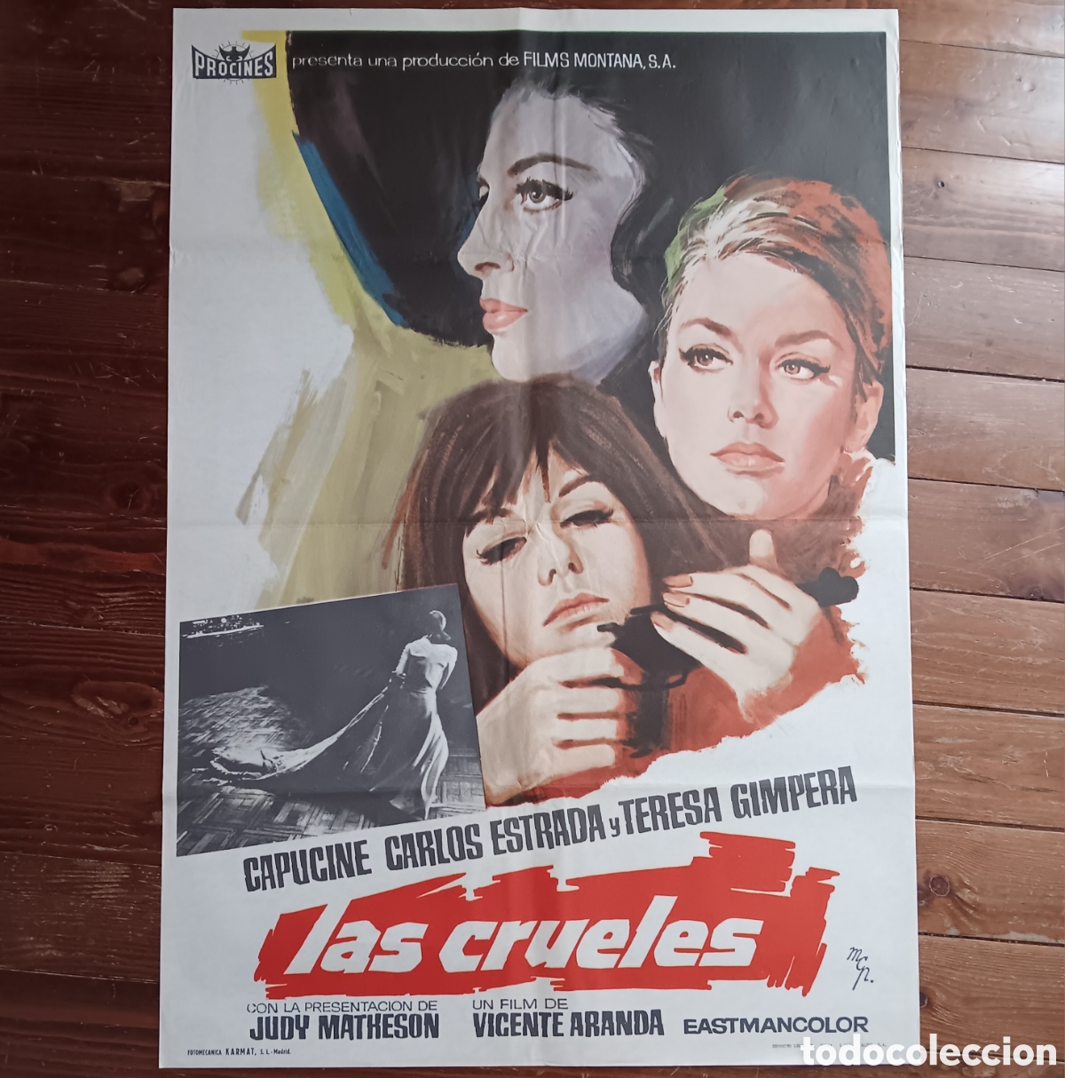 Cine: &rdquo;LAS CRUELES&rdquo; CARTEL ORIGINAL ESTRENO 1969 VICENTE ARANDA, TERESA GIMPERA