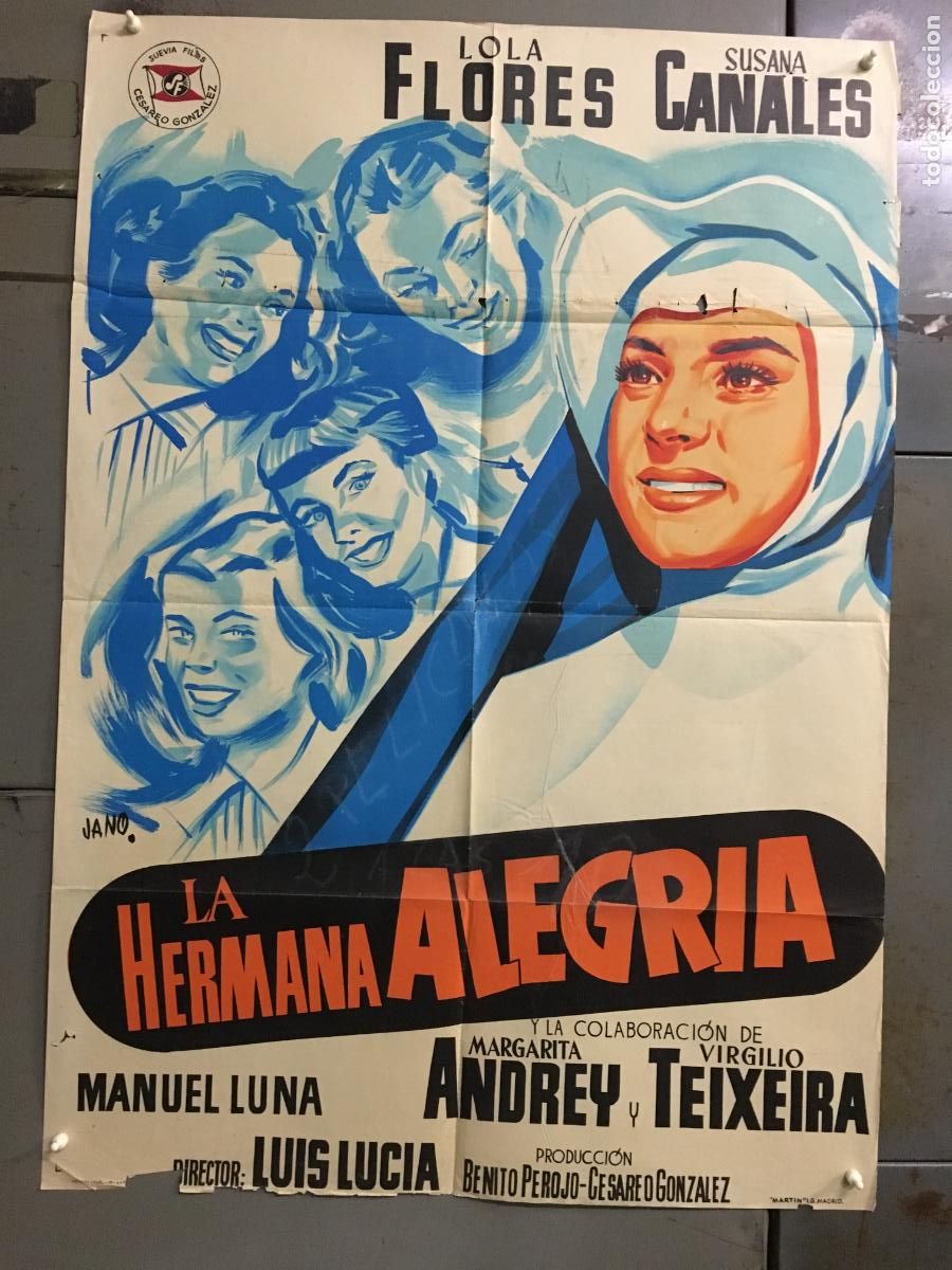 Cin&eacute;ma: AFP14 LA HERMANA ALEGRIA LOLA FLORES JANO POSTER ORIGINAL 70X100 ESTRENO LITOGRAFIA