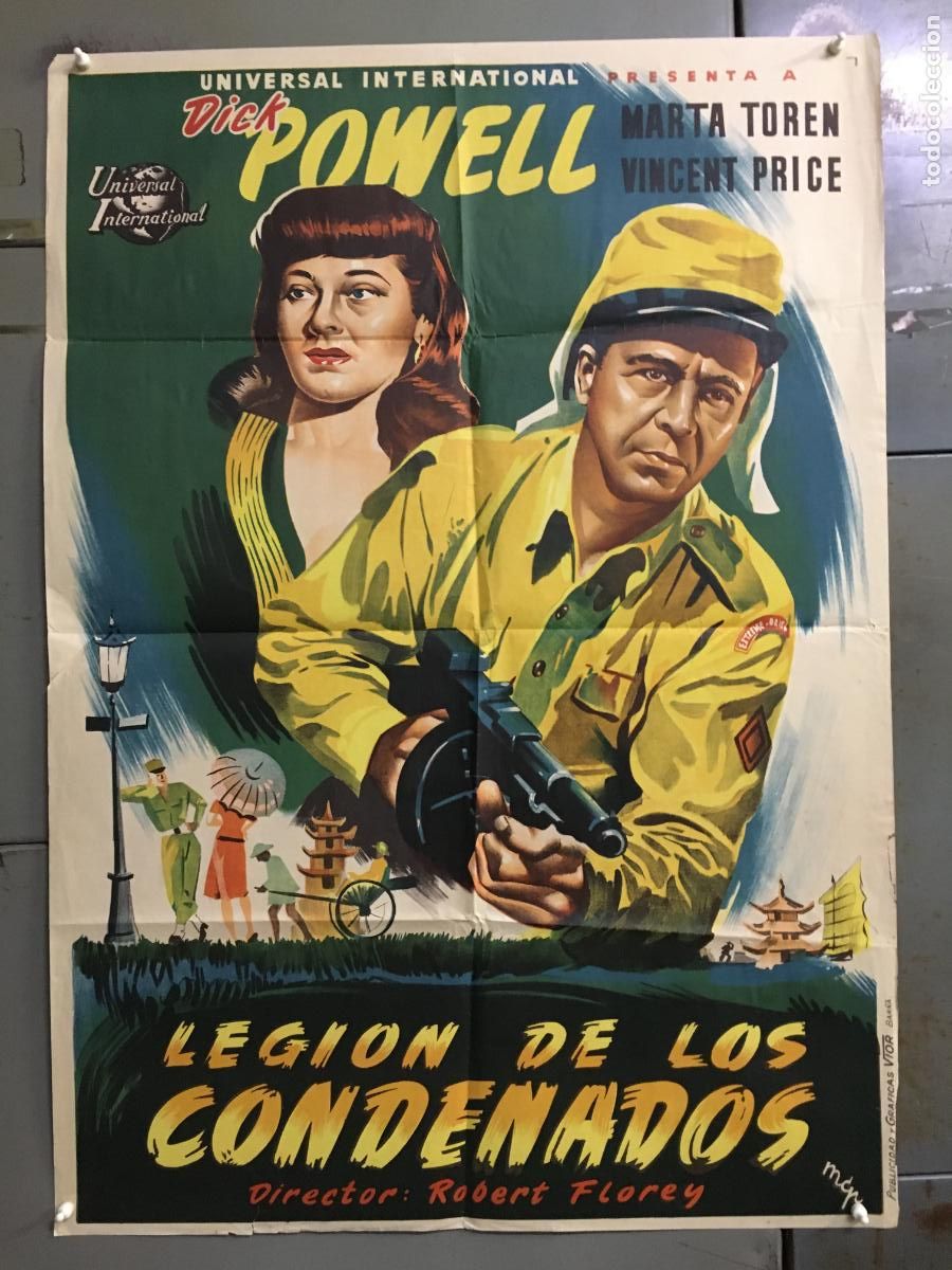 Cine: AFP18 LEGION DE LOS CONDENADOS DICK POWELL MARTA TOREN MCP POSTER ORIG 70X100 ESTRENO LITOGRAFIA