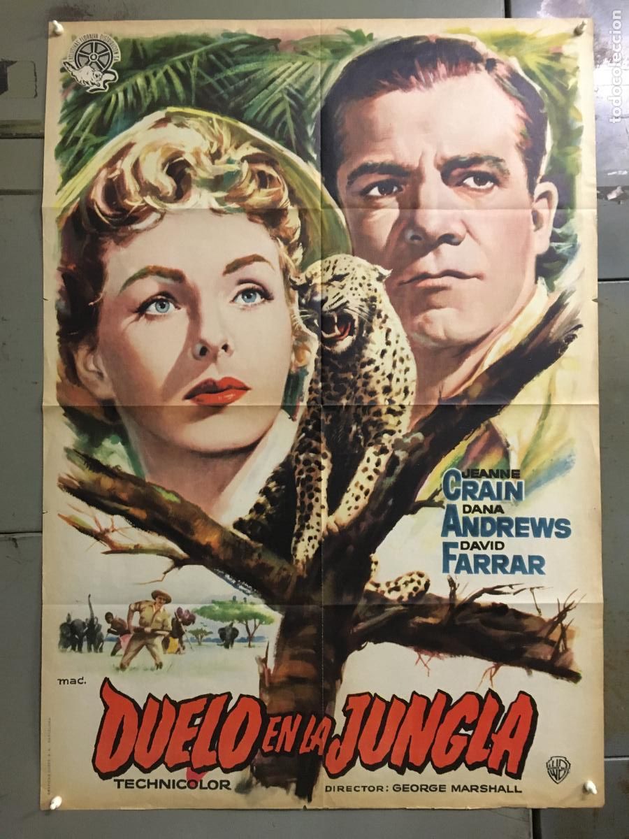 Cine: AFP20 DUELO EN LA JUNGLA JEANNE CRAIN DANA ANDREWS MAC POSTER ORIGINAL ESTRENO 70X100
