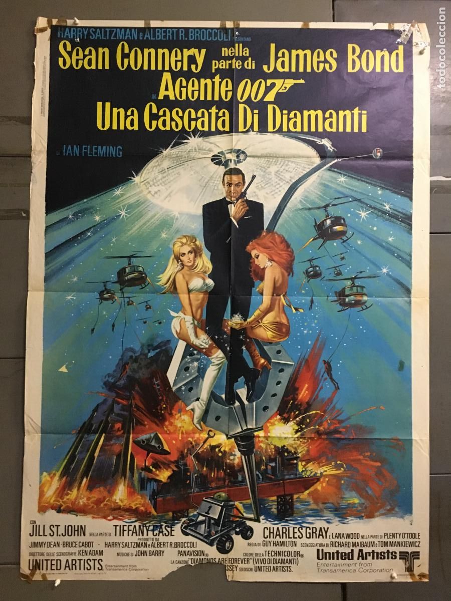 Cinema: AFP21 DIAMANTES PARA LA ETERNIDAD JAMES BOND 007 SEAN CONNERY POSTER ORIGINAL 100X140 ITALIANO