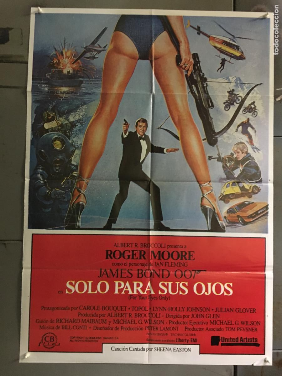 Cinema: AFP22 SOLO PARA SUS OJOS JAMES BOND 007 ROGER MOORE POSTER ORIGINAL 70X100 ESTRENO