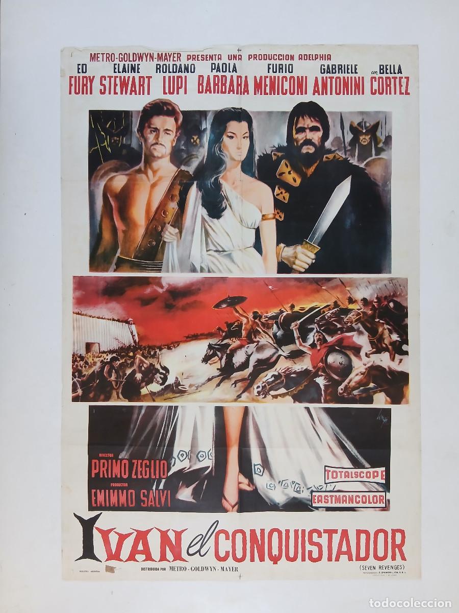 Cine: IVAN EL CONQUISTADOR (1961) cartel argentino 110x75 litografico Le sette sfide ED FURY peplum