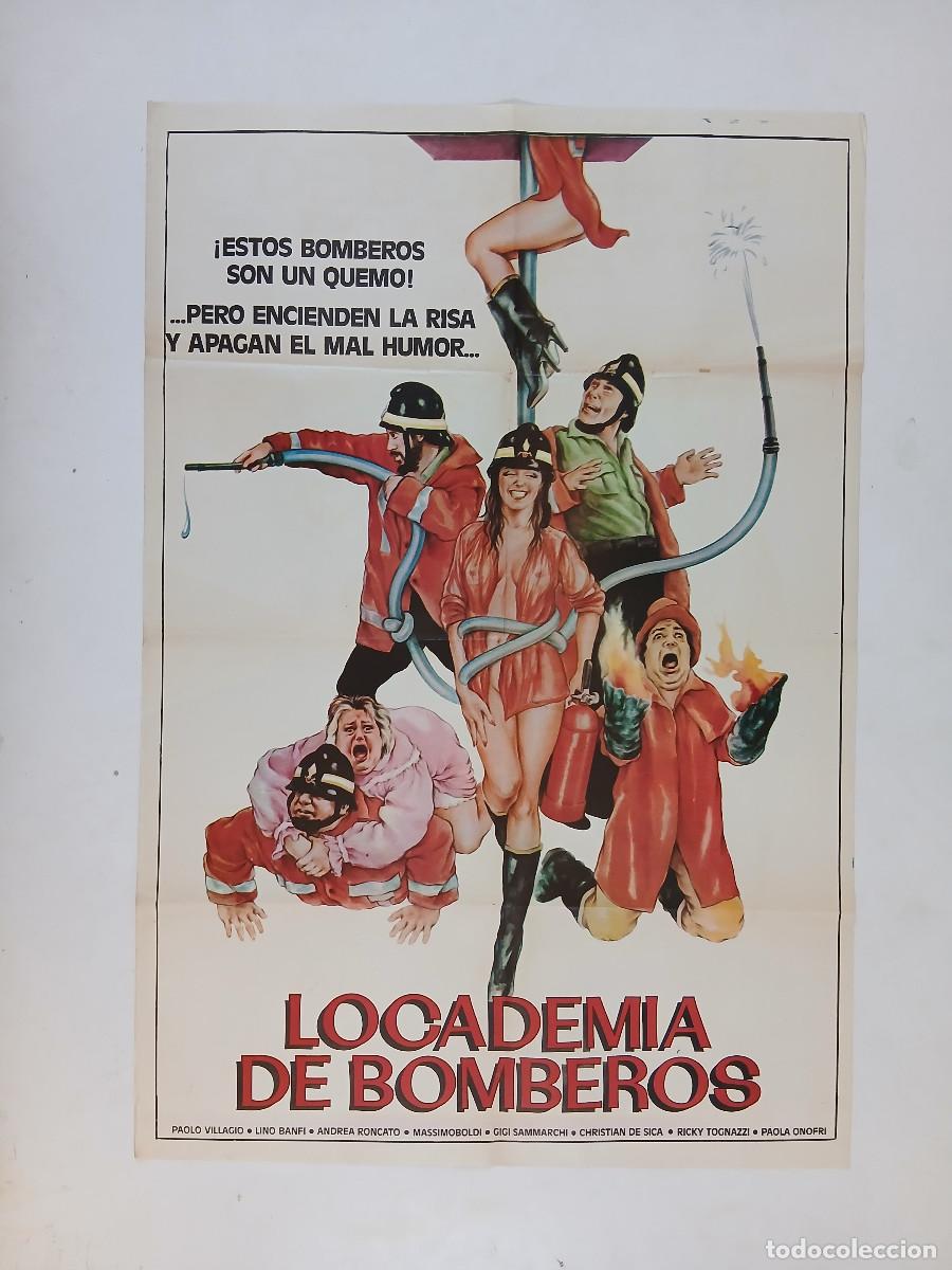 Cine: ESTOS LOCOS BOMBEROS (1985) cartel argentino 110x75 litografico PAOLO VILLAGIO LINO BANFI