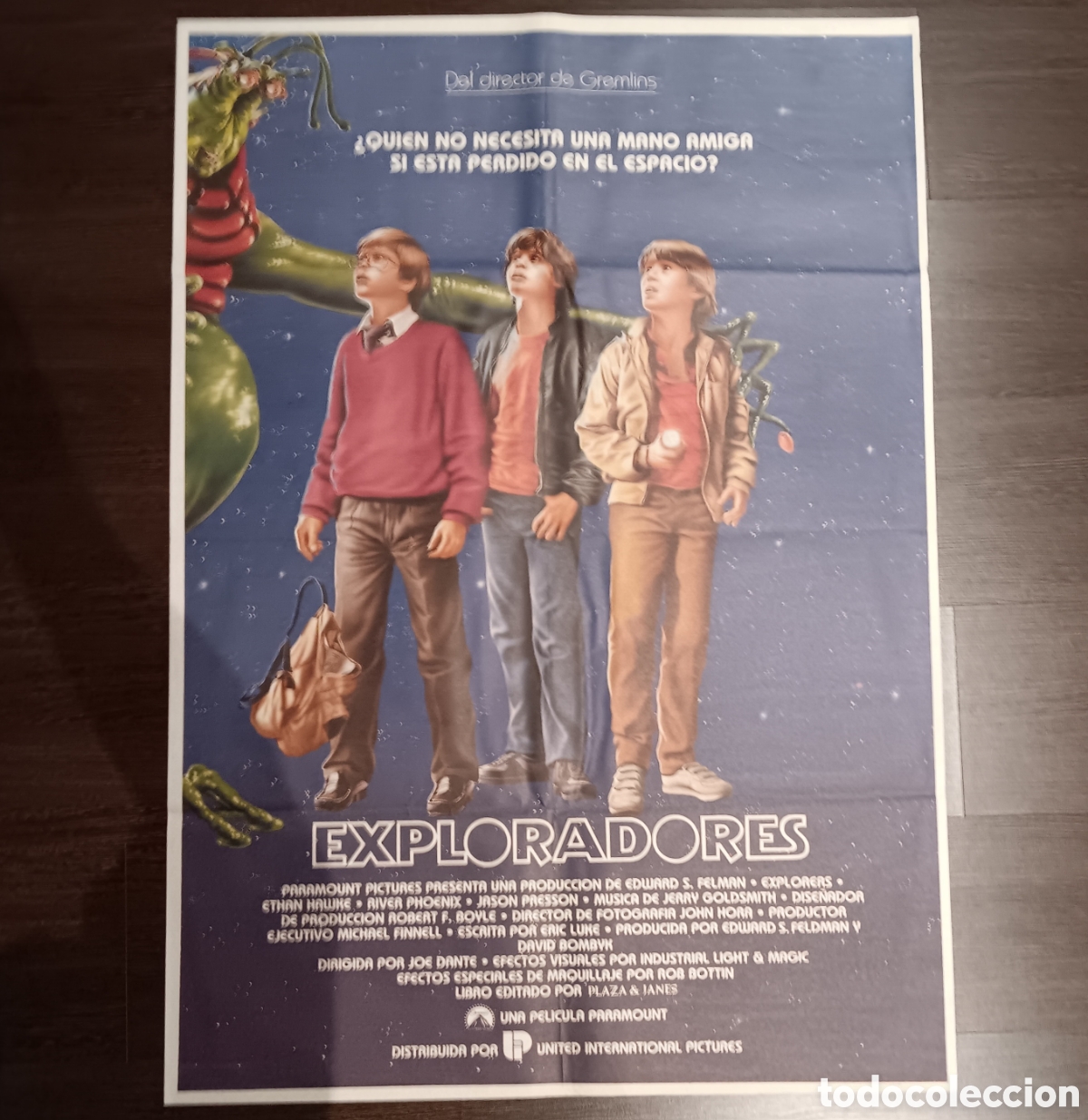 Cine: EXPLORADORES (EXPLORERS) CARTEL ORIGINAL ESTRENO 1985 JOE DANTE, RIVER PHOENIX, ETHAN HAWKE