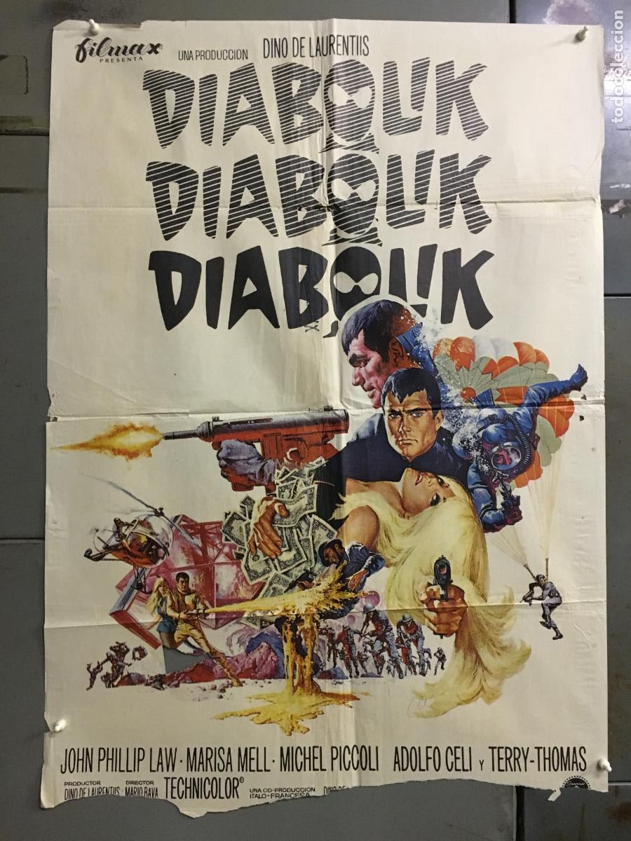 Cine: ODC C653 DIABOLIK MARIO BAVA MARISA MELL JOHN PHILIP LAW MCP POSTER ORIGINAL 70X100 ESTRENO