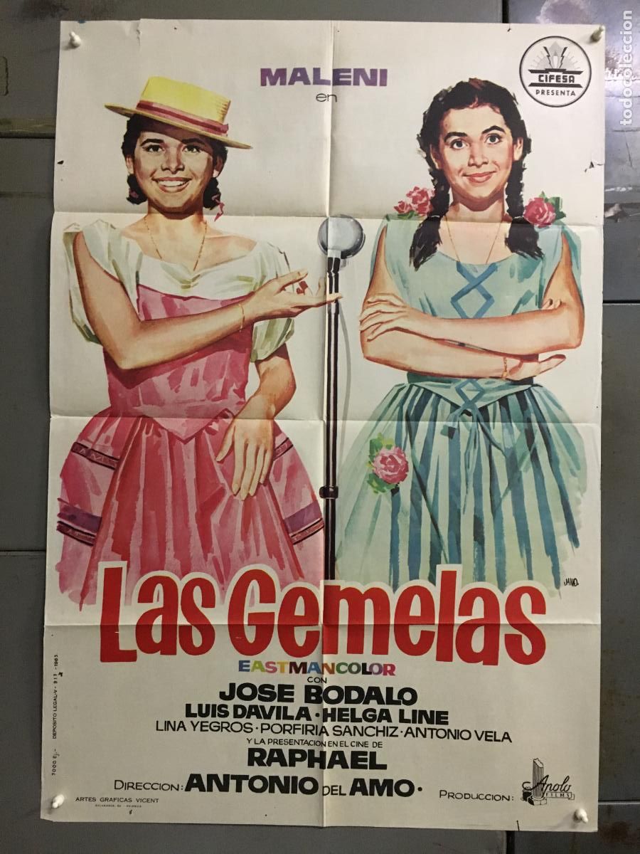 Cine: ODC C673 LAS GEMELAS MALENI DE CASTRO RAPHAEL JOSE BODALO POSTER ORIGINAL 70X100 ESTRENO