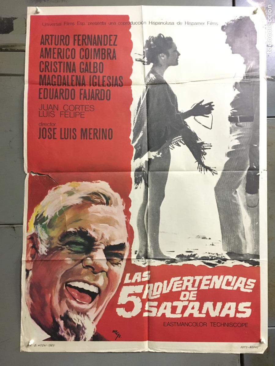 Cine: ODC C675 LAS 5 ADVERTENCIAS DE SATANAS ARTURO FERNANDEZ FAJARDO POSTER ORIGINAL 70X100 ESTRENO