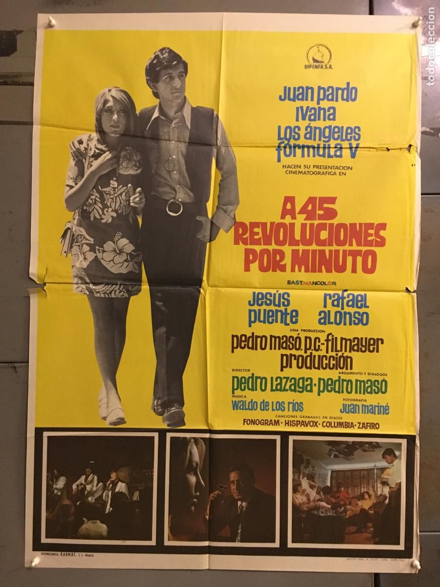 Cine: ODC C676 A 45 REVOLUCIONES POR MINUTO JUAN PARDO FORMULA V IVANA LOS ANGELES POSTER 70X100 ESTRENO