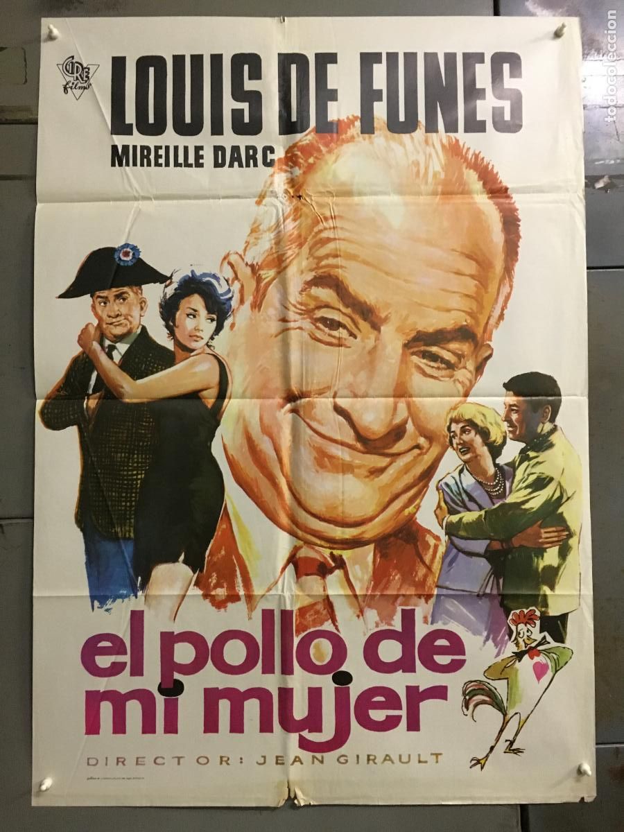 Cine: ODC C681 EL POLLO DE MI MUJER LOUIS DE FUNES ALBERICIO POSTER ORIGINAL 70X100 ESTRENO