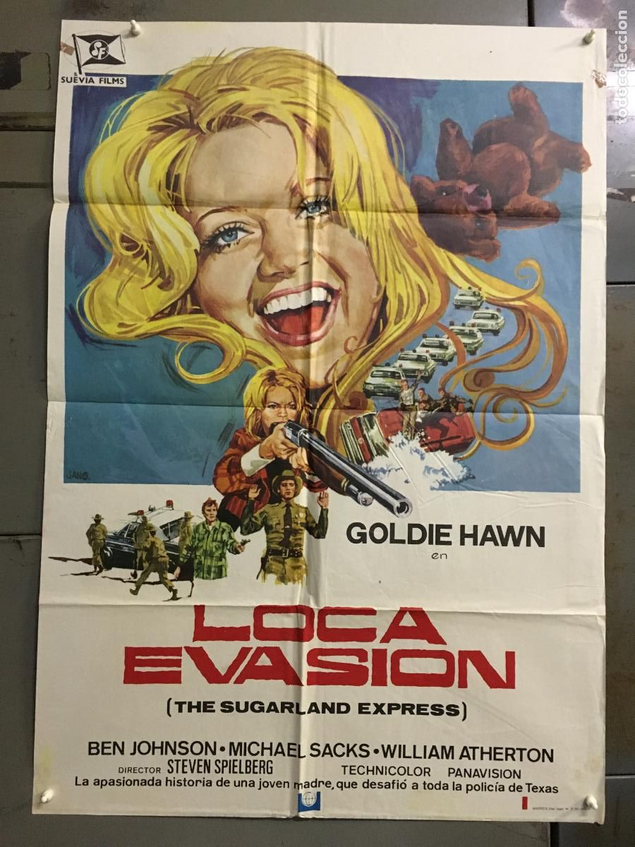 Cine: ODC C682 LOCA EVASION STEVEN SPIELBERG GOLDIE HAWN JANO POSTER ORIGINAL 70X100 ESTRENO