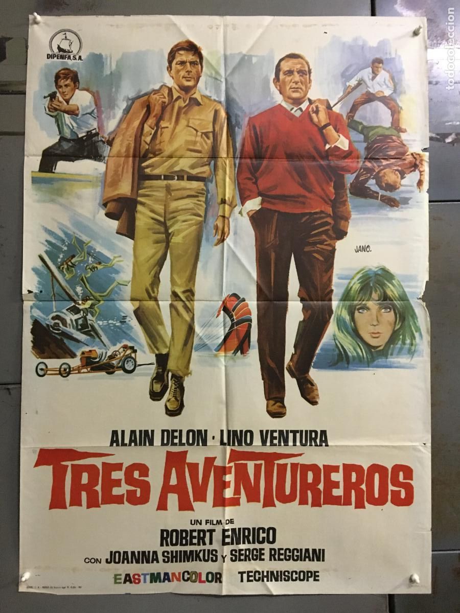 Cine: ODC C683 TRES AVENTUREROS ALAIN DELON LINO VENTURA POSTER ORIGINAL 70X100 ESTRENO