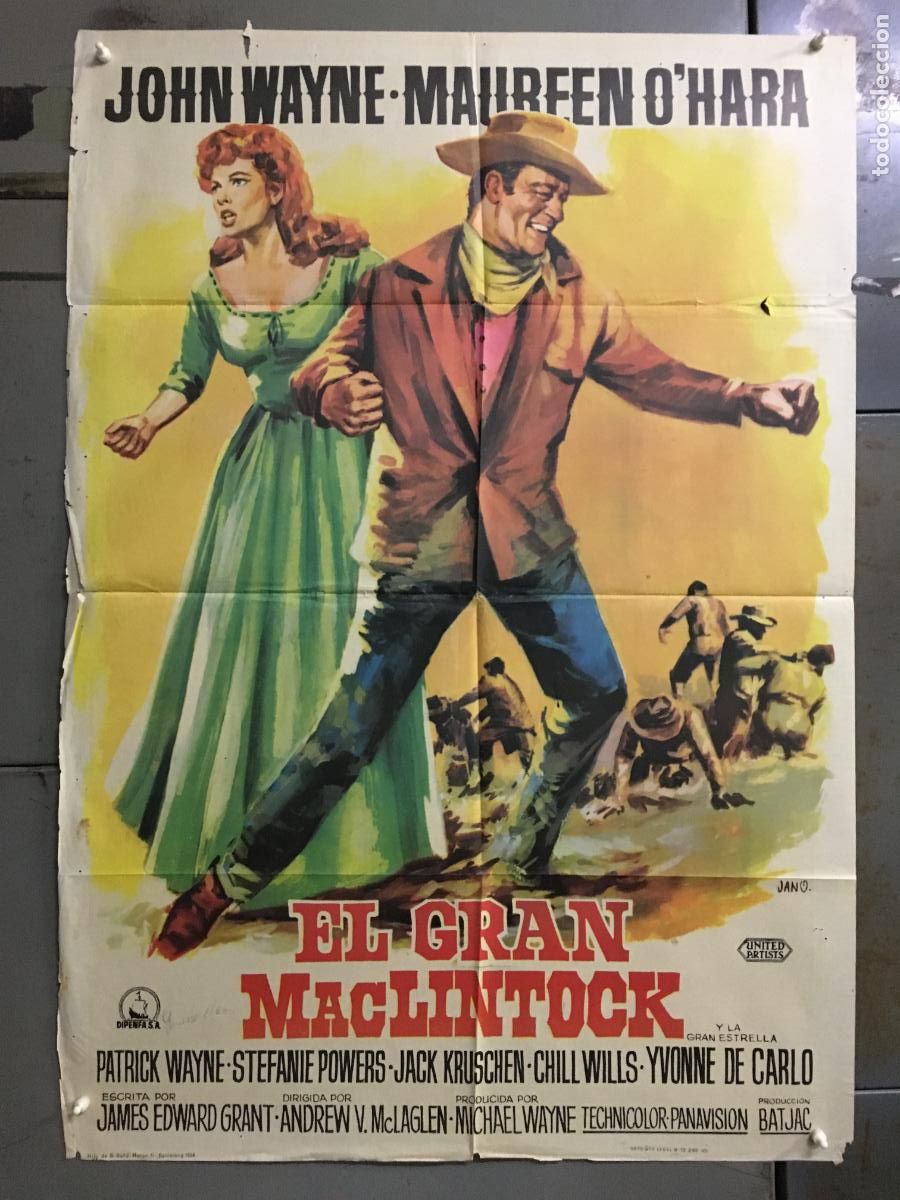 Cinema: ODC C687 EL GRAN MACLINTOCK JOHN WAYNE MAUREEN O'HARA JANO POSTER ORIGINAL 70X100 ESTRENO