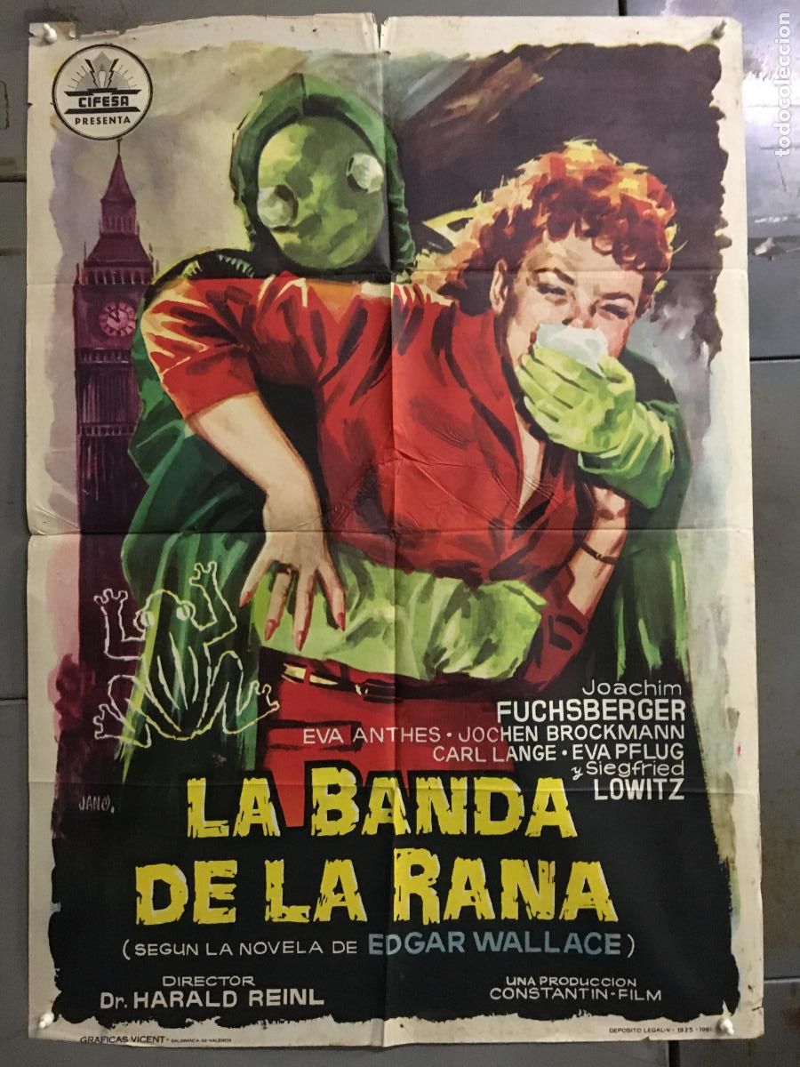 Cine: ODC C693 LA BANDA DE LA RANA EDGAR WALLACE HARALD REINL JOACHIM FUCHS POSTER ORIGINAL 70X100 ESTRENO