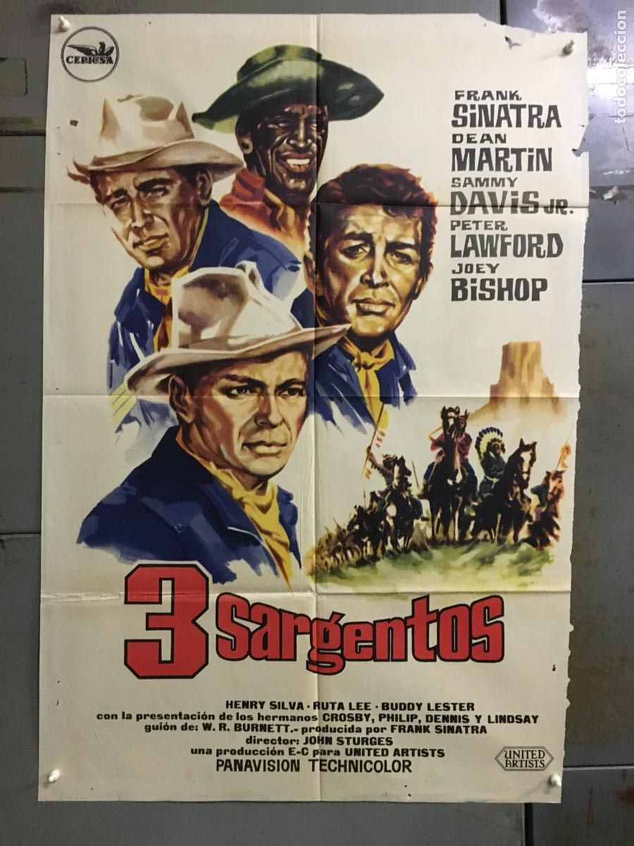 Kino: ODC C695 3 SARGENTOS FRANK SINATRA DEAN MARTIN SAMMY DAVIS Jr RAT PACK POSTER ORIGIN 70X100 ESTRENO